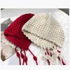 Autumn And Winter Warm Wool Hat Hand-Woven Hollow Bag Hat Women'S Ethnic Style Fringed Ear Protector Knitted Hat
