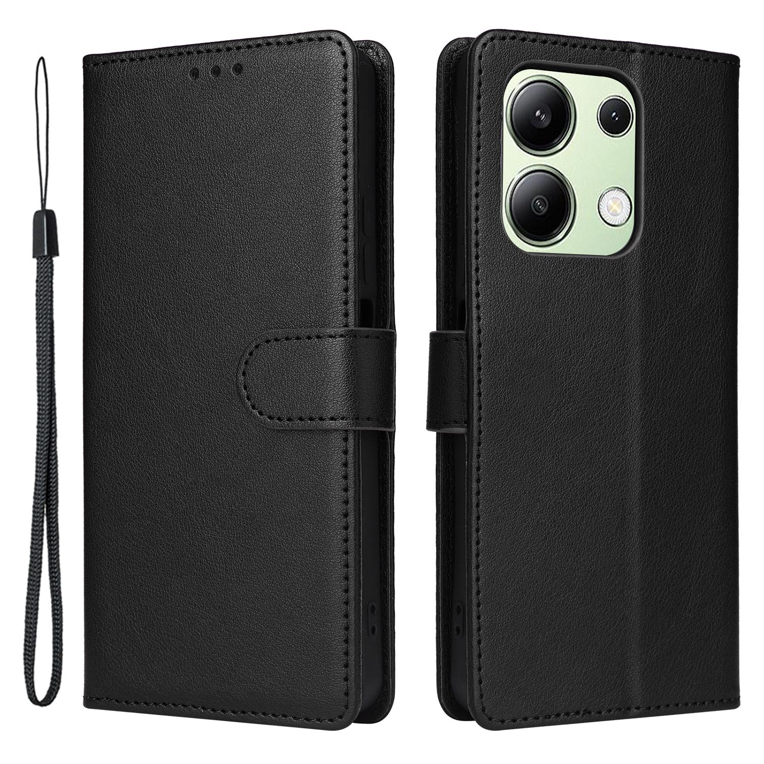 

Для Xiaomi Redmi Note 13 4G чехол-кошелек из искусственной кожи раскладной чехол для телефона с подставкой Black