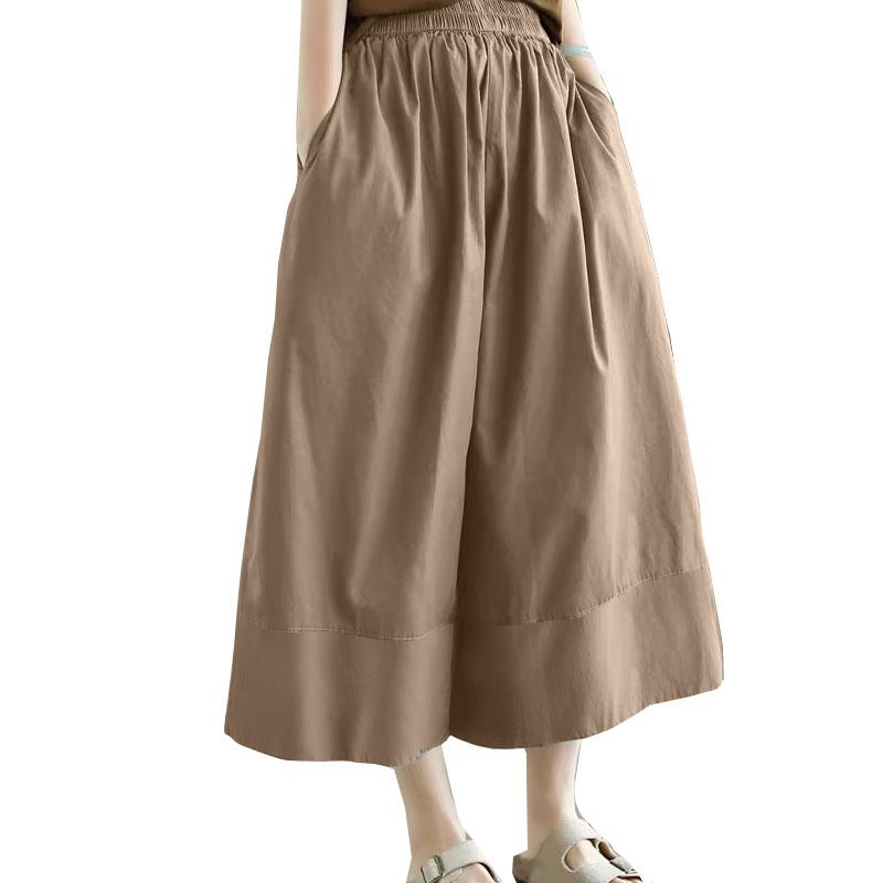 

ZANZEA женские летние однотонные свободные повседневные широкие укороченные брюки L хаки