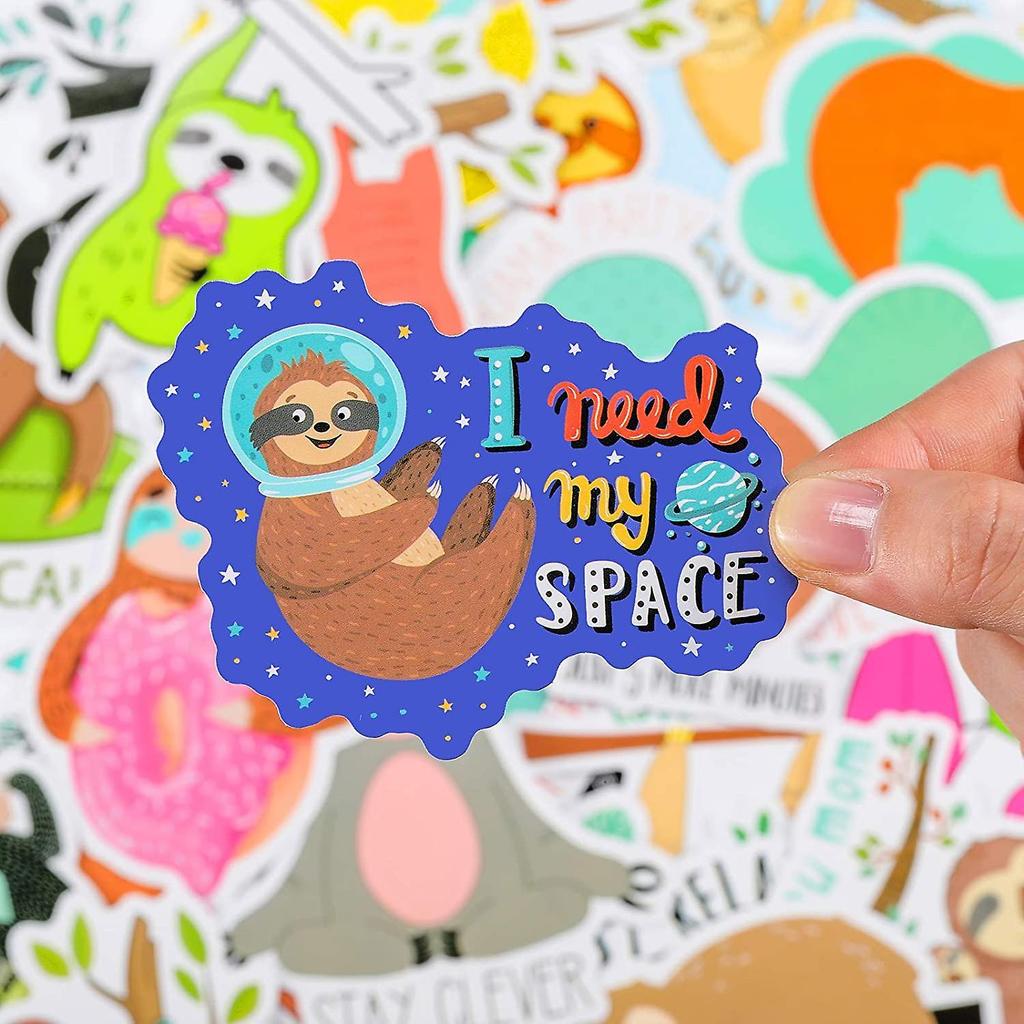 100 Pieces Sloth Stickers for Water Bottles Waterproof Cute Vinyl Stickers Sloth Laptop Stickers Sloth Decals Cartoon Animal Decorative Stickers for C