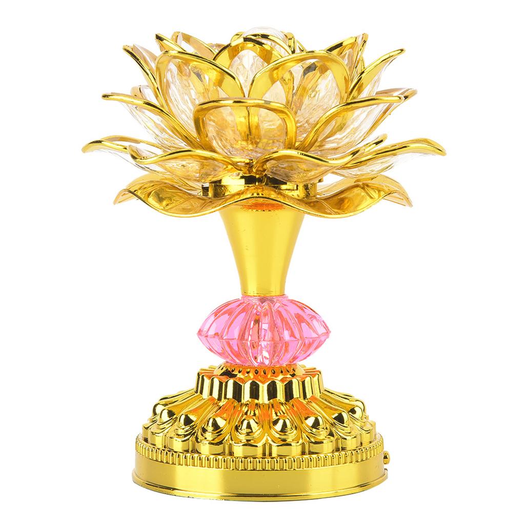 LED Vícebarevná buddhistická lotosová lampa s 13 různými buddhistickými písněmi (Zlatý)