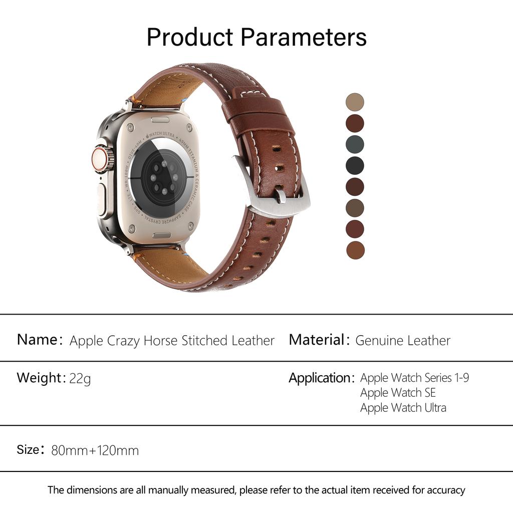 KALEBOL Genuine Cow Leather Watch Strap for Apple Watch Ultra 3 2 1 49mm/Series 11 10 46mm/9 8 7 45mm/SE3 SE2 SE 6 5 4 44mm/3 2 1 42mm