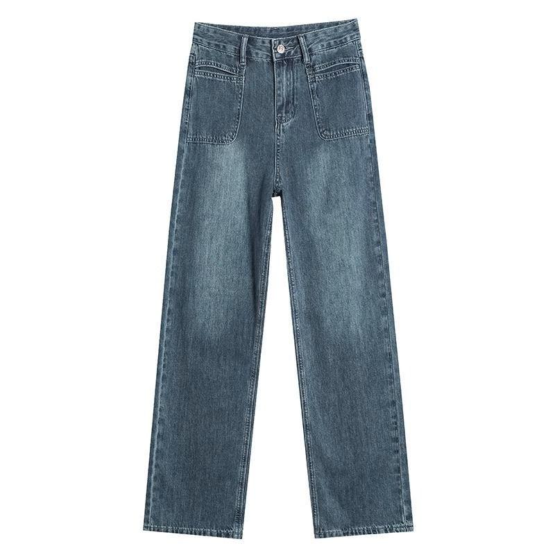 Women s High Waist Straight Leg Jeans - Trendy Autumn 2025 Slimming Wide Leg Pants XS