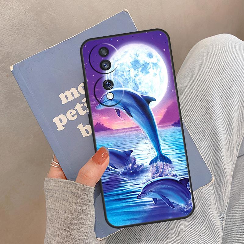 Dolphin For Huawei Honor Magic5 Lite X8 X9a 50 70 P20 P30 P40 Mate50 Pro Nova 5T P Smart 2021 Case