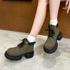 Women's Ankle Boots and Short Boots Thick-soled Lace-up Color-blocked Casual Women Shoe Autumn/winter Work Boots Female