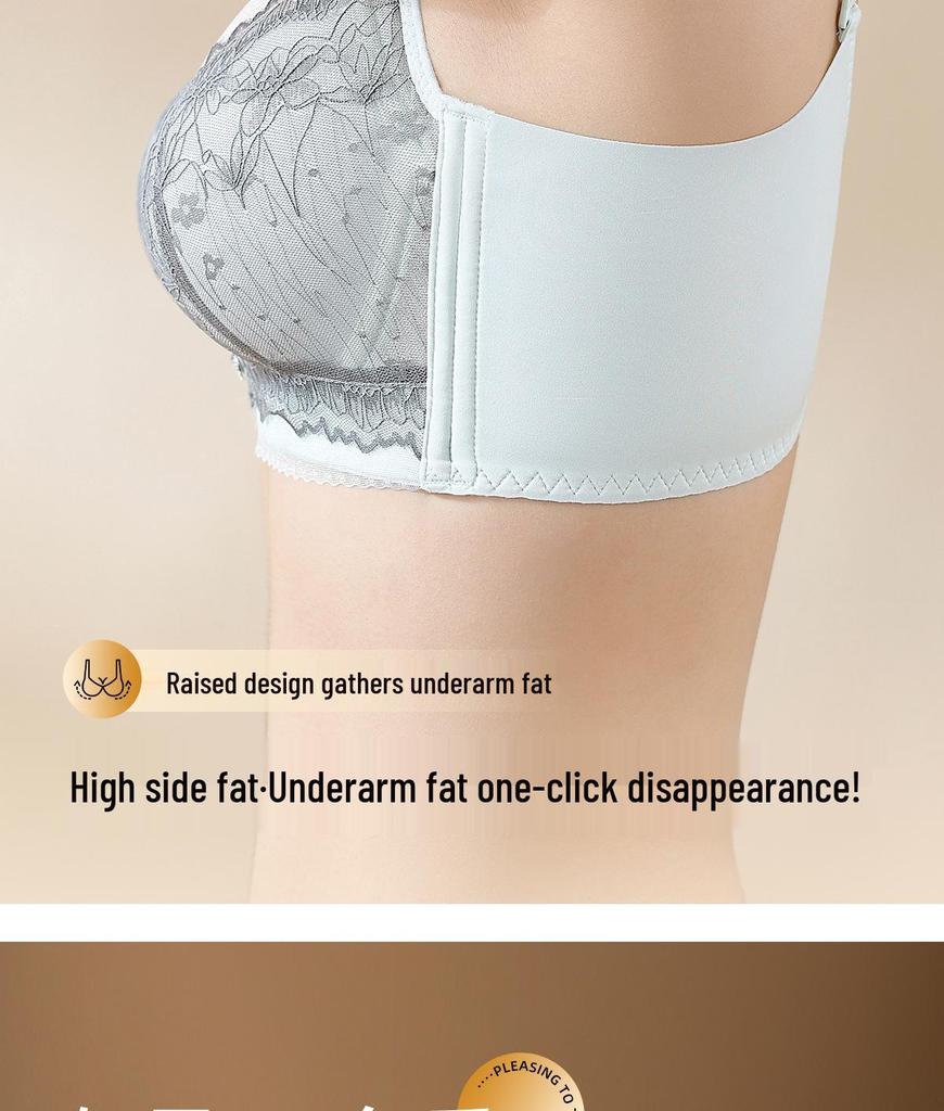 Elegant Cartoon Lace Bra for Women - Small Bust Lift, Side Support, Anti-Sagging, Wire-Free Design