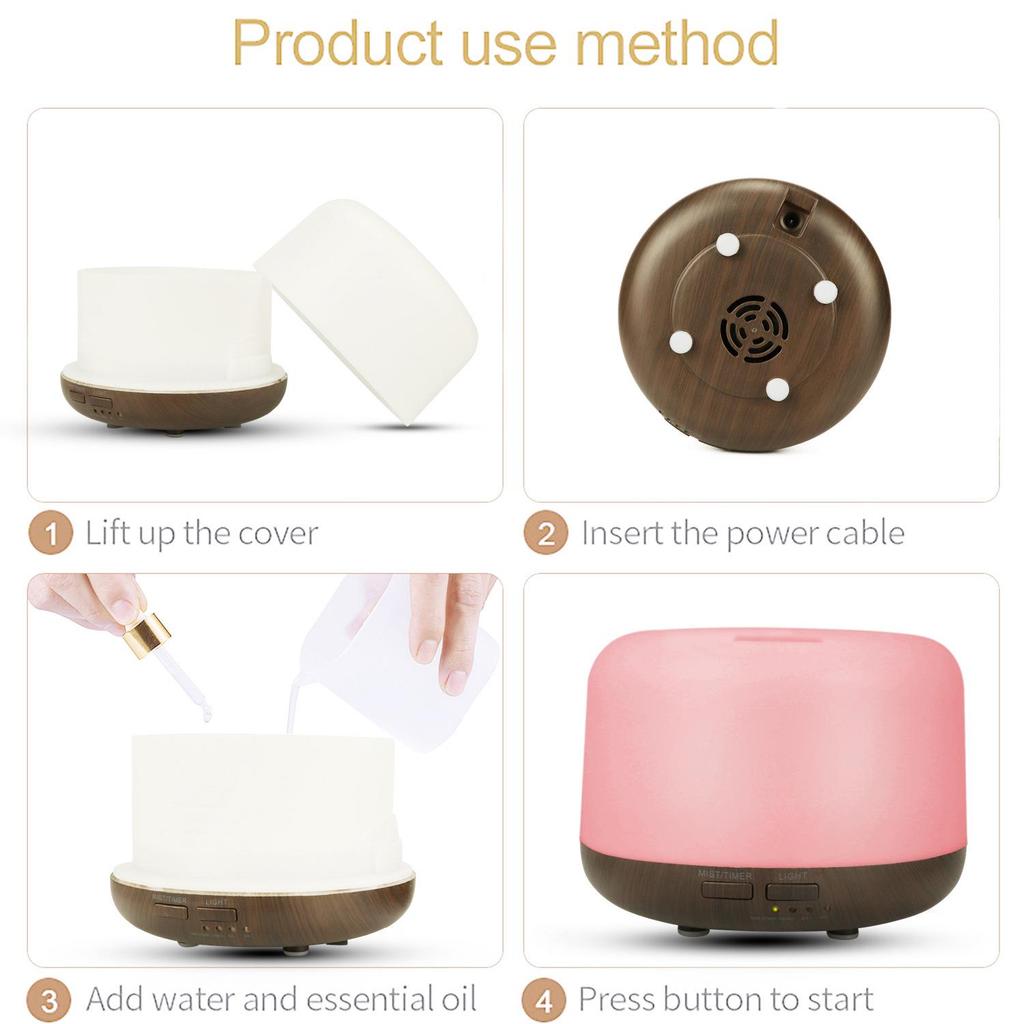 MUJI 5V Aroma Diffuser: Ultrasonic Atomizer, 300ml Humidifier with Wood Grain & Seven-Color LED