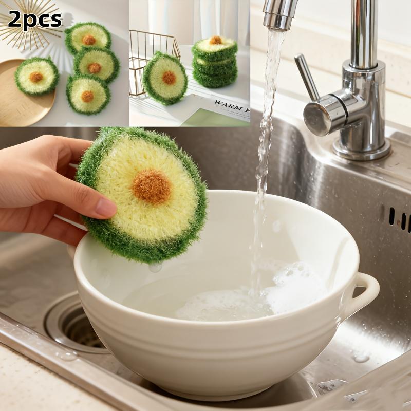 Avocado Shaped Kitchen Cleaning Sponge for Kitchen Dishwashing Cloth Soft Absorbent Household Cleaning Tools Easy Kitchen Tools