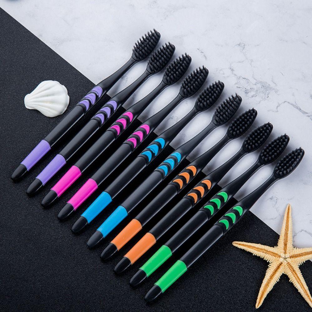 10PCS Deep Cleaning Bamboo Charcoal Toothbrush Soft Bristle Toothbrushes  Gum Care