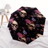Rose Skull Automatic Folding Umbrella  8 Ribs, Durable Iron Frame, Bright Color Pattern Compact Travel Umbrella, Suitable for Outdoor, Beach