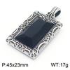 Hip Hop Personalized Black Gemstone Rectangle Pendant Necklace for Men Vintage Stainless Steel Charm Pendant Gift Trendy Jewelry
