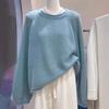Women's Casual Round Neck Wool Knit Sweater - Autumn/Winter Solid Color Long Sleeve Base Layer