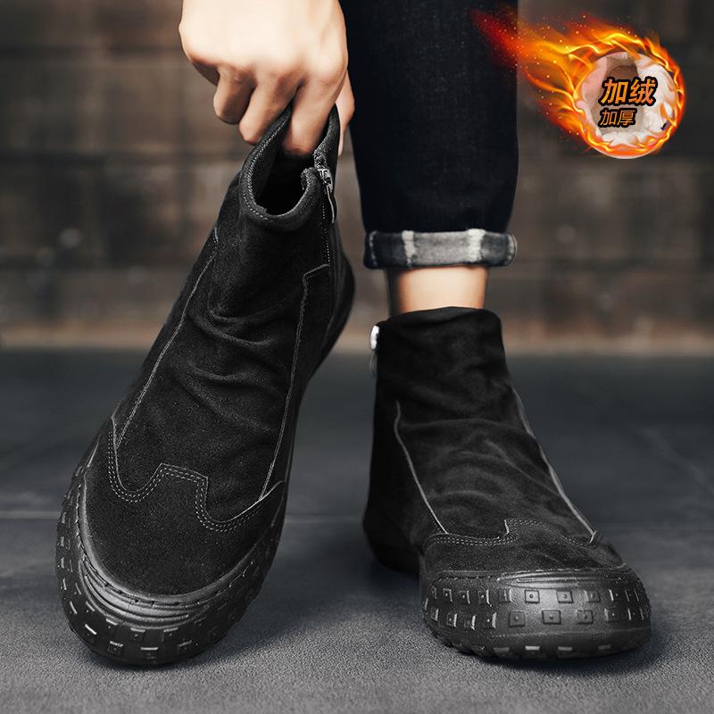 Pánské boty 2025 zima nové ležérní vysoké šněrovací boty Martin outdoorové chladuvzdorné pracovní boty hromadou zateplené teplé bavlněné boty