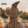 Fashionable Witch Hat Scarecrow Hat Novelty with Straw Halloween Costume Carnival Accessory for Cosplay Party Festival Dress Up Prop Lightweight