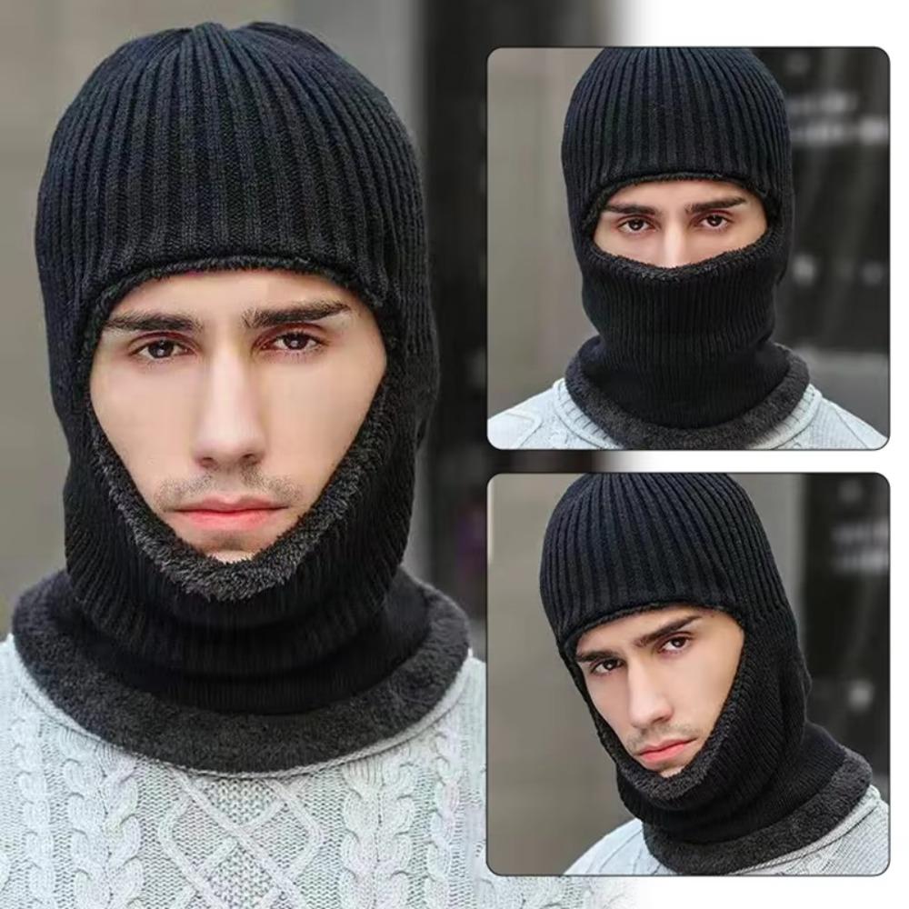 Thickened Full Face Cover Thermal Anti-Cold Knitted Cap New Motorcycle Riding Hat Men Women