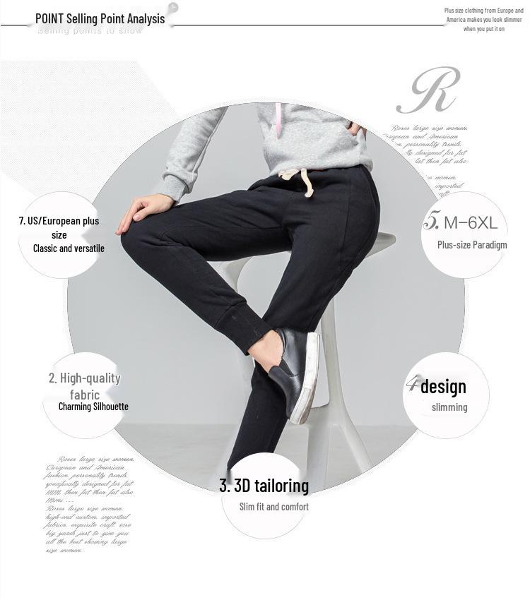 Women's Fleece-Lined Loose Fit Harem Sweatpants - Plus Size Casual Autumn Sports Pants