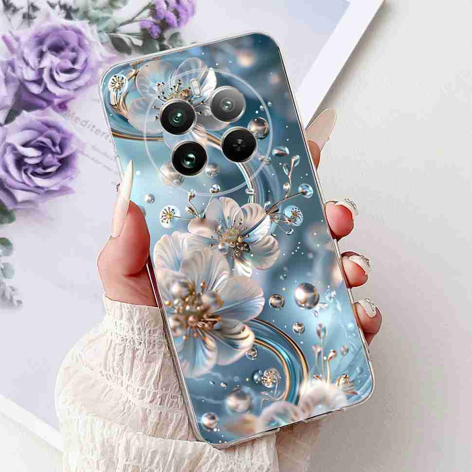For Realme 12 Pro RMX3842 6.7" Summer Lotus Cute Cat Soft Silicone TPU Cover For Realme 12Pro+ 12Pro Plus RMX3840 Bumper Shell