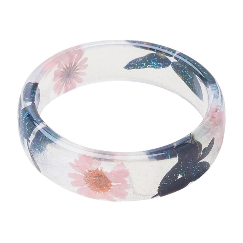 Elegant Resin Bangle With Preserved Flowers Comfortable Dried Flower Wristband For Women Fashion Jewelry Gift