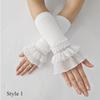 Women Sweater Fake Sleeves Hollow Out Crochet Floral Lace Horn Cuffs Embroidery Ruffles Elastic Wrist Warmers Lolita False Cuffs