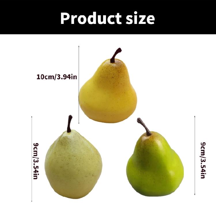 Realistická falešná hruška Kuchyňská ozdoba Umělé ovoce pro středové dekorace jídelny Stylové pěnové fotografické rekvizity
