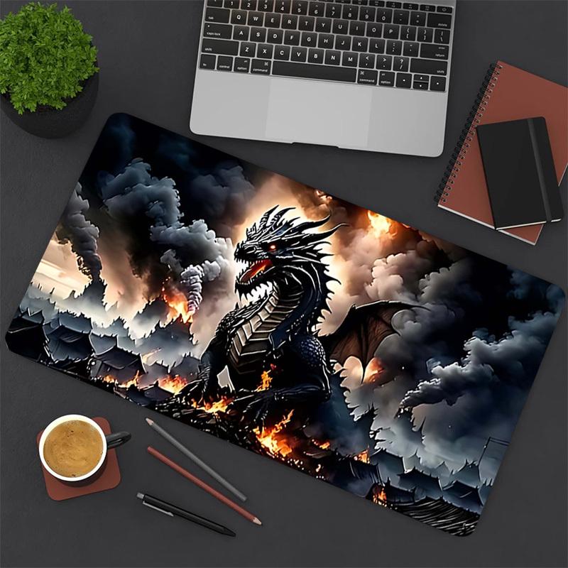 1PC Dragon Fire Large Durable Mouse Pad Suitable for Office Desks, Gaming Desktops.Non-Slip Back P96