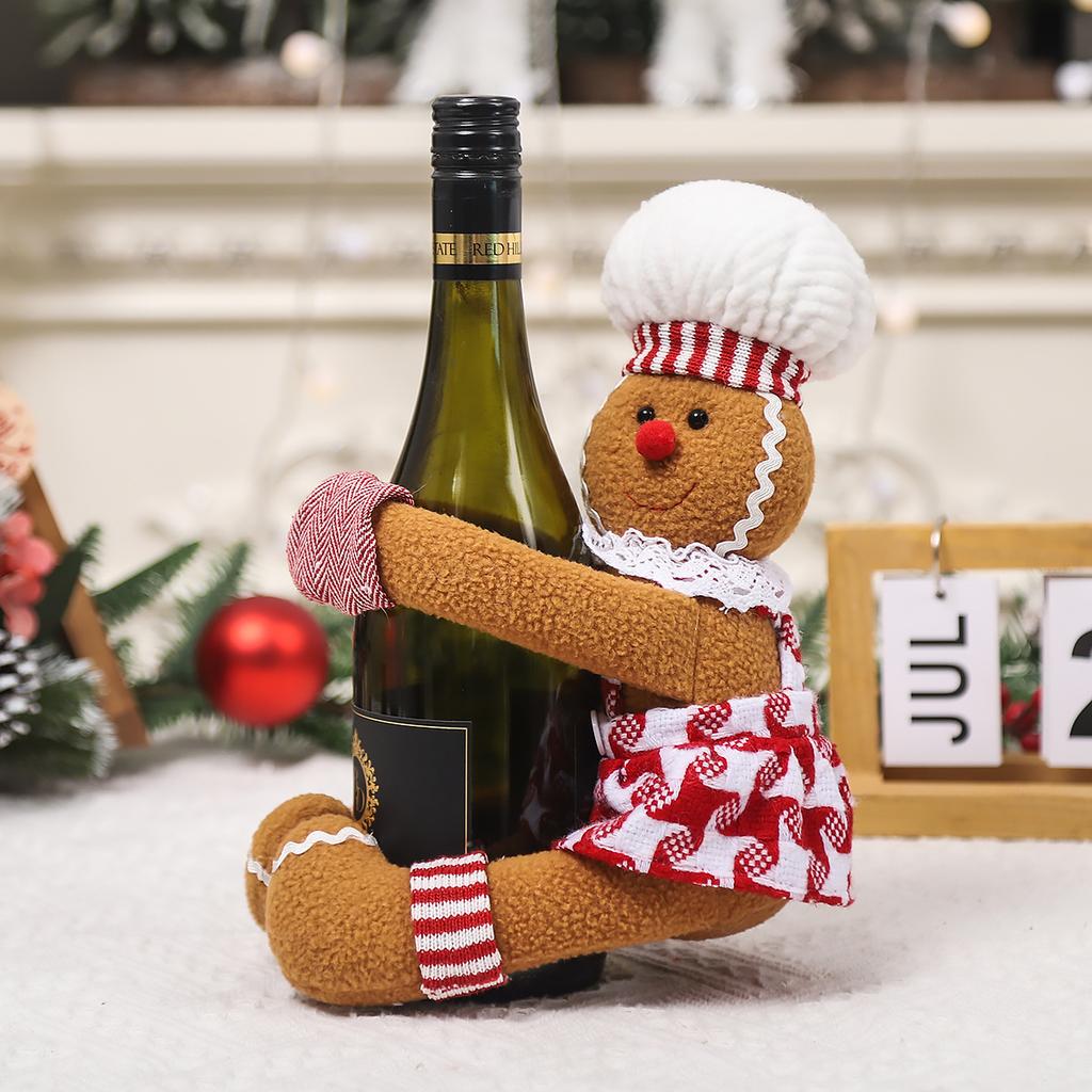 Christmas Decoration Supplies Couple Gingerbread Man Doll Wine Bottle Hug Wine Bottle Sleeve Creative Wine Bottle Decoration