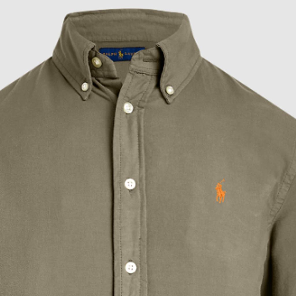 Polo Ralph Lauren Solid Color Logo Embroidered Pointed Collar Single-Breasted Loose Long Sleeve Shirt Women shirts Green WMPOSHTN6820097-300