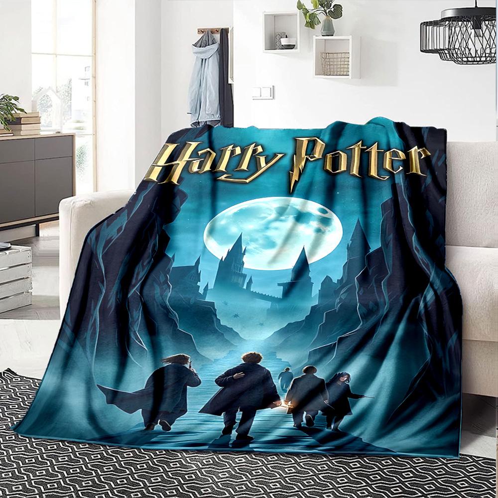 1pc Harry Potter Moonlight Journey Flannel Blanket Soft Warm Throw for Home, Office, Travel, All-Season Cozy Bedding GiftL1079