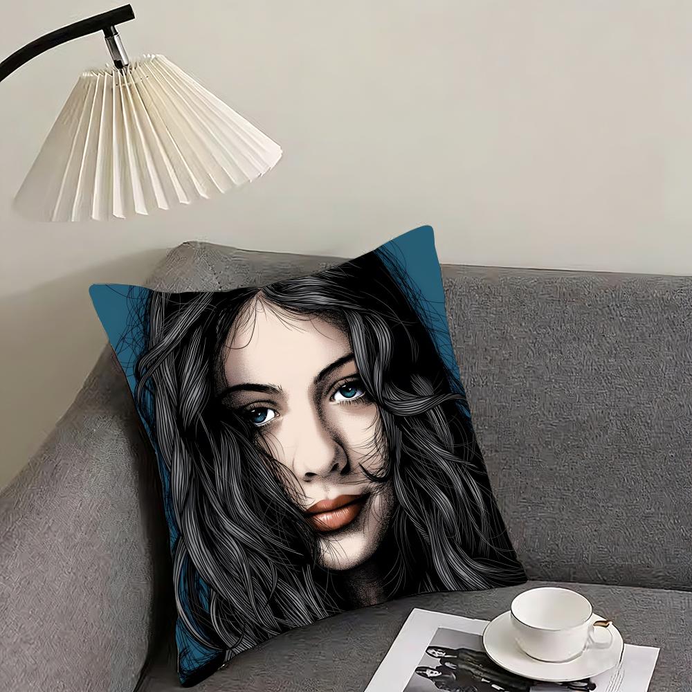 M-Michelle T-Trachtenberg Kuddfodral Vändbart Plyschkuddfodral – För bil, soffa, sovrum, perfekt som present.