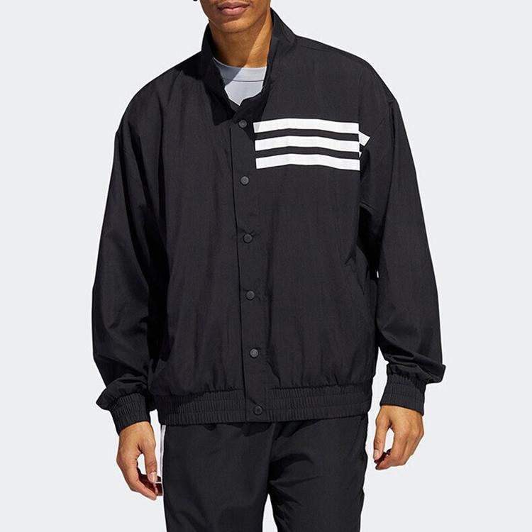 adidas Ss22 Casual Sports Stand Collar Long Sleeve Jacket Men Outerwear Black HF4200