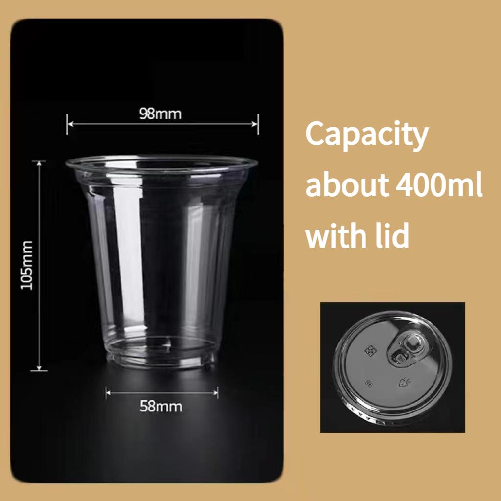 Disposable Transparent PET Cold Drink Cup with Lid Dessert Beverage Shop Takeaway Cup Suitable for Iced Coffee Frozen Yogurt Cheese, Milkshake Juice