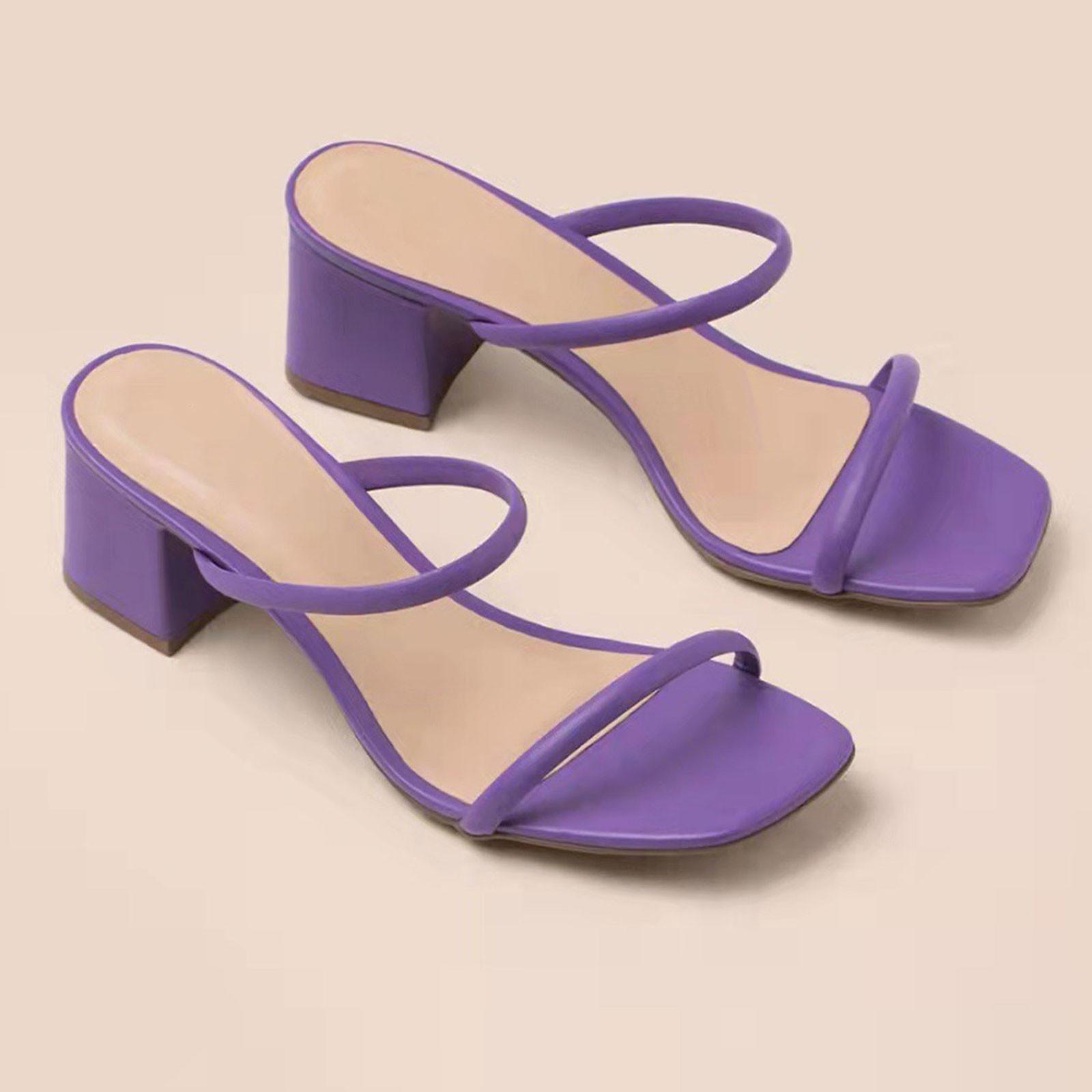 

Летние квадратные тапочки, модные сексуальные универсальные сандалии для женщин 37 фиолетовый