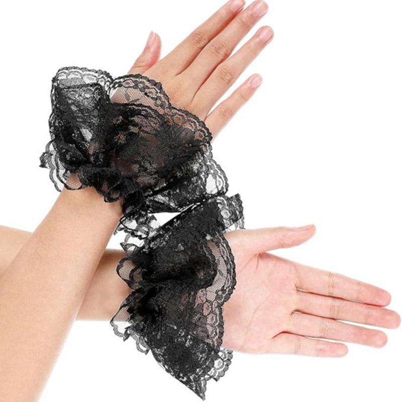 Süße florale Spitze Fake-Ärmel Mädchen Pullover Rock Abnehmbare Handgelenkmanschetten Armbänder Kurze Armstulpen Hochzeit Brauthandschuhe