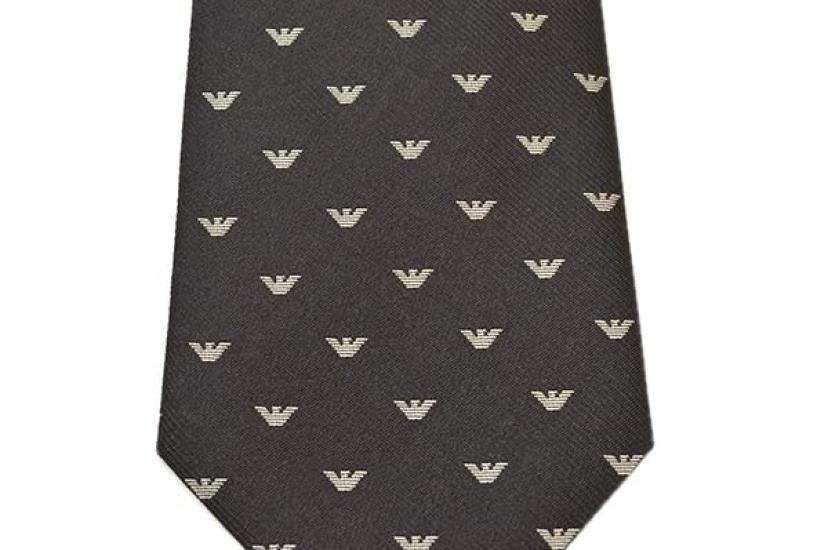 [Emporio Armani] Men's Silk Tie with Eagle Logo Pattern (8.5cm width) eea22s008 2R616-00044 ANTHRACITE GRAY
