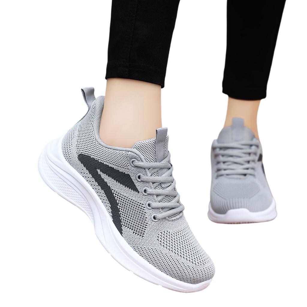 Women's Lightweight Mesh Sneakers Lace Up Breathable Walking Shoes Slip Resistant Sole Athletic Casual Trainers