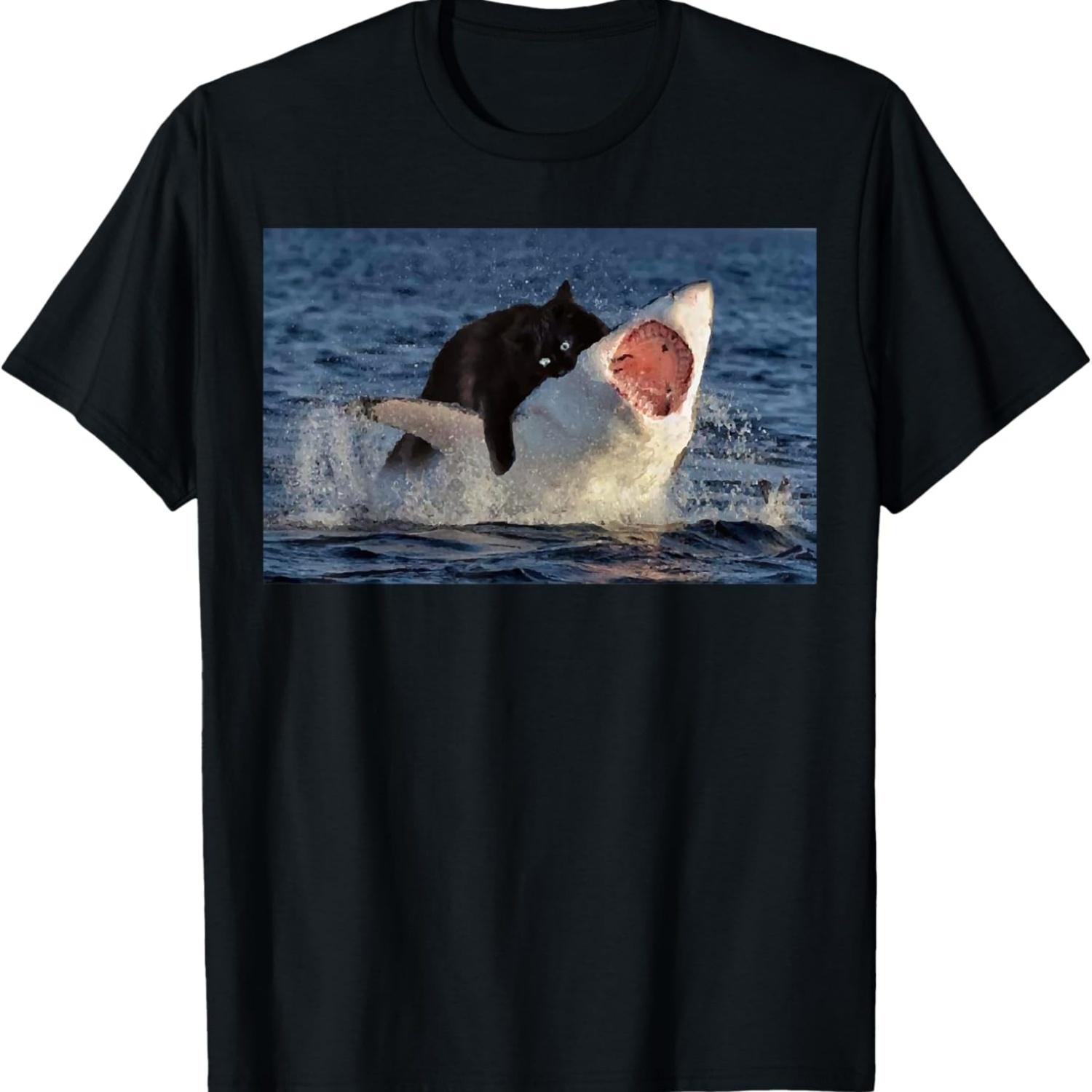 

Cat Bitting Shark Meme T-Shirt S чёрный