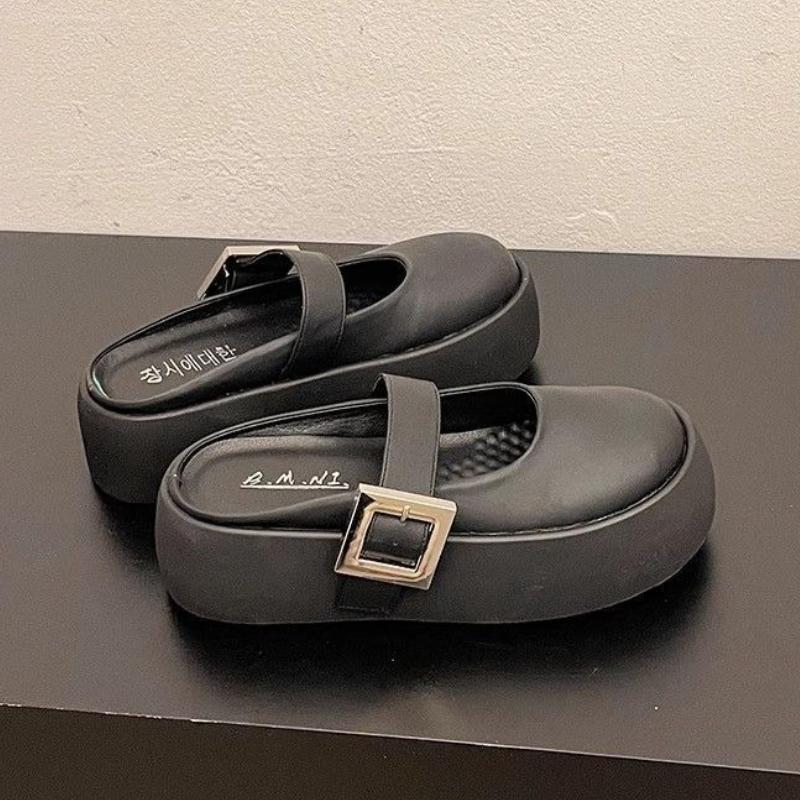 

Женские шлепанцы на платформе с круглым носком, с пряжкой и каблуком, и женские сандалии, легко надеваемая обувь, летние 2025, дизайнерские, роскошные, трендовые слайды 40