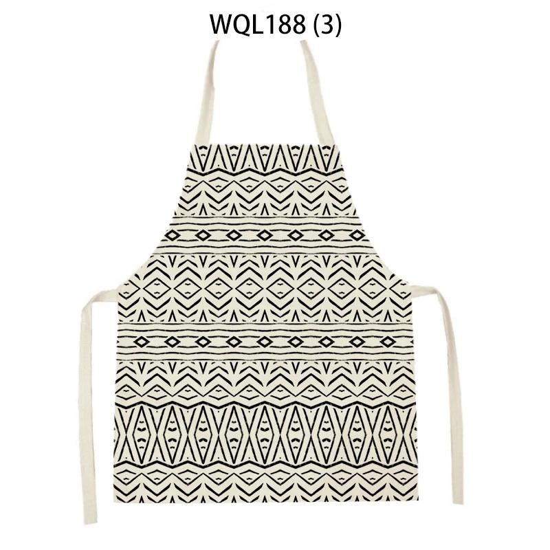 Retro Geometry Print Kitchen Apron for Woman Man Bohemia Linen Baking Aprons Adult Kids Cooking Apron Cleaning Tools Tablier