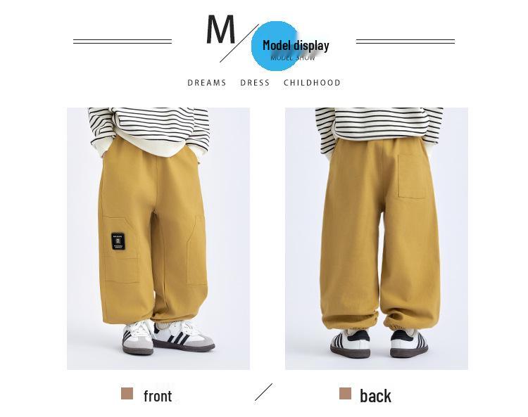 Pojkars 2025 Höst Koreansk Stil Lediga Mjukisbyxor: Trendig, Stilfull, Lös passform med uppvikt design