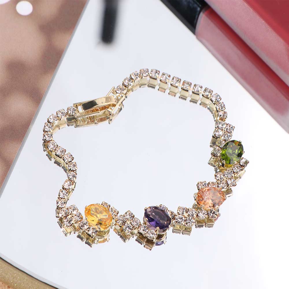 Colorful Zircon Bracelet Luxury Rhinestone Bead Bracelet Bangle Friendship Bracelet  Hand Accessory
