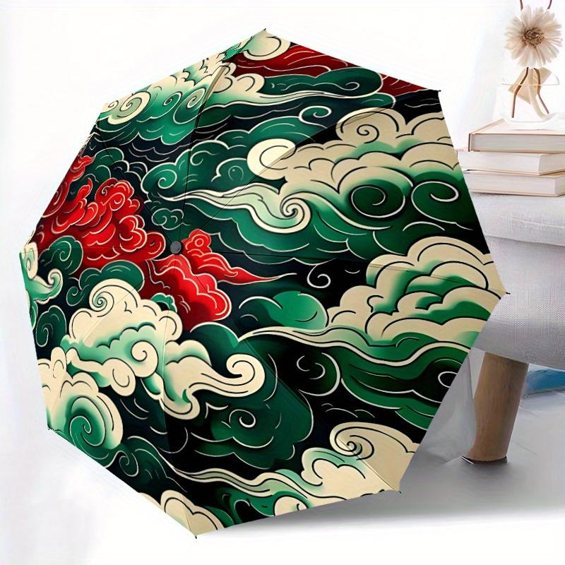 1pc Automatic Open/Close Umbrella with Folding feature - Auto Open/Close Button, Compact Travel Umbrella with Windproof 8-Rib Iron&8K