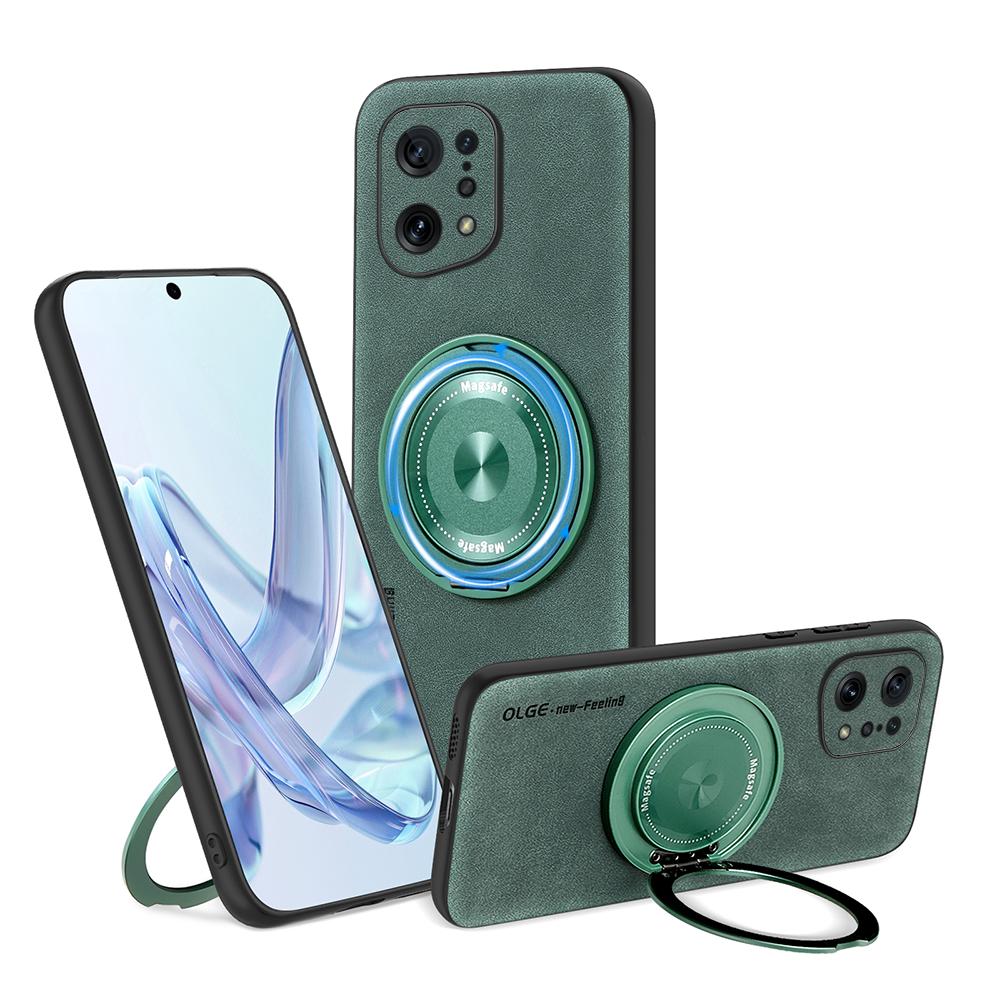 For OPPO Find X5 X5 Pro Fine Hole Sheepskin Swivel Bracket Magnetic Soft Edge Anti Drop Anti Fingerprint Phone Case