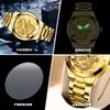 Top Brand Watch Men's Non-mechanical Watch Waterproof Luminous Gold Color Quartz Ultra-thin Steel Strap Dragon and Phoenix Couple Watch