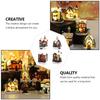 4Pcs Luminous Resin Small House Christmas Decor Colorful Desktop Ornaments Charming Xmas Party Decoration Adorn