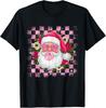 Vintage Checked Santa Christmas Bubble Gum Pink Sunglasses T-Shirt