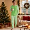 Men's Plaid Pajama Set with Long Sleeve Neck Top and Long Pants for and Sleep