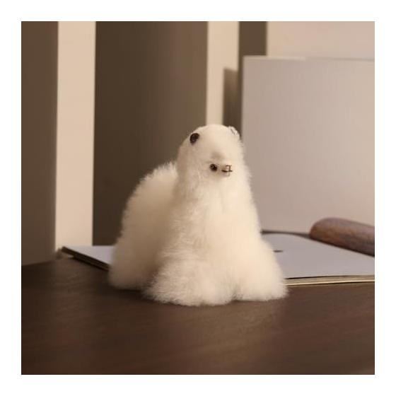 INJOI Plush Alpaca Fluffy Cute Handmade Rarity Natural Alpaca Fur Anniversary Special Day Present Gift (15cm White A1030)
