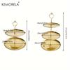 2/3 Layer Stainless Steel Cake Stand Fruit Tray Restaurant Detachable Dessert Rack Gold Silver Fruit Plate Snack Candy Tray