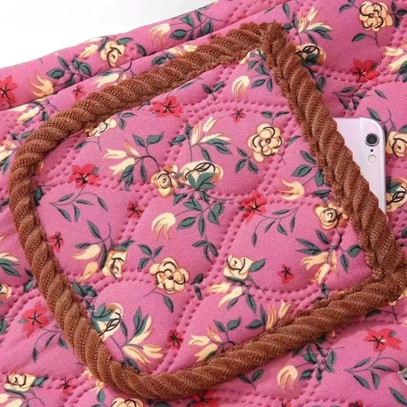 Middle-aged Women's Winter Warm Long-sleeved Plus Velvet Home Jacket Autumn and Winter New Thickened All-match Floral Cotton Jacket