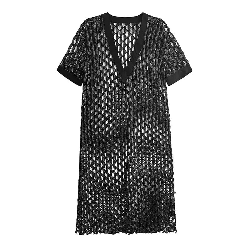 

Xitao Платье с V-образным вырезом и короткими рукавами GYX1577 One Size чёрный